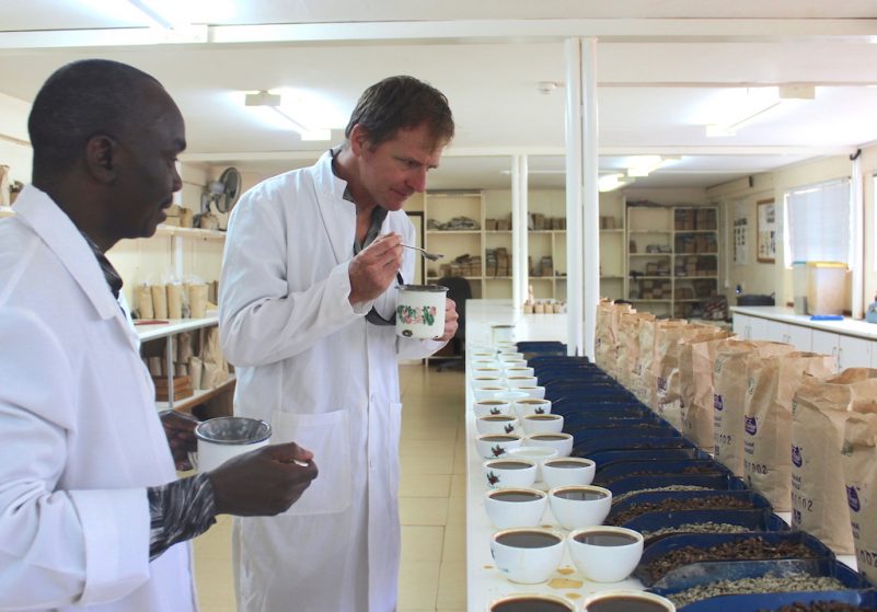 Dirck SIckmuller, cupping coffe in Kaimbu County, Kenya.