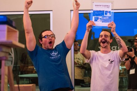 Throwdown winner Lance Hedrick with host Levi McClish, from The Abbey.