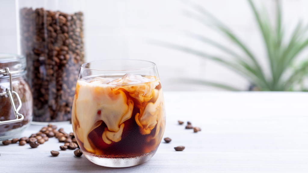 Cold brew coffee with fresh roasted coffee beans