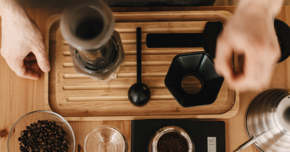 Aeropress and accessories set up