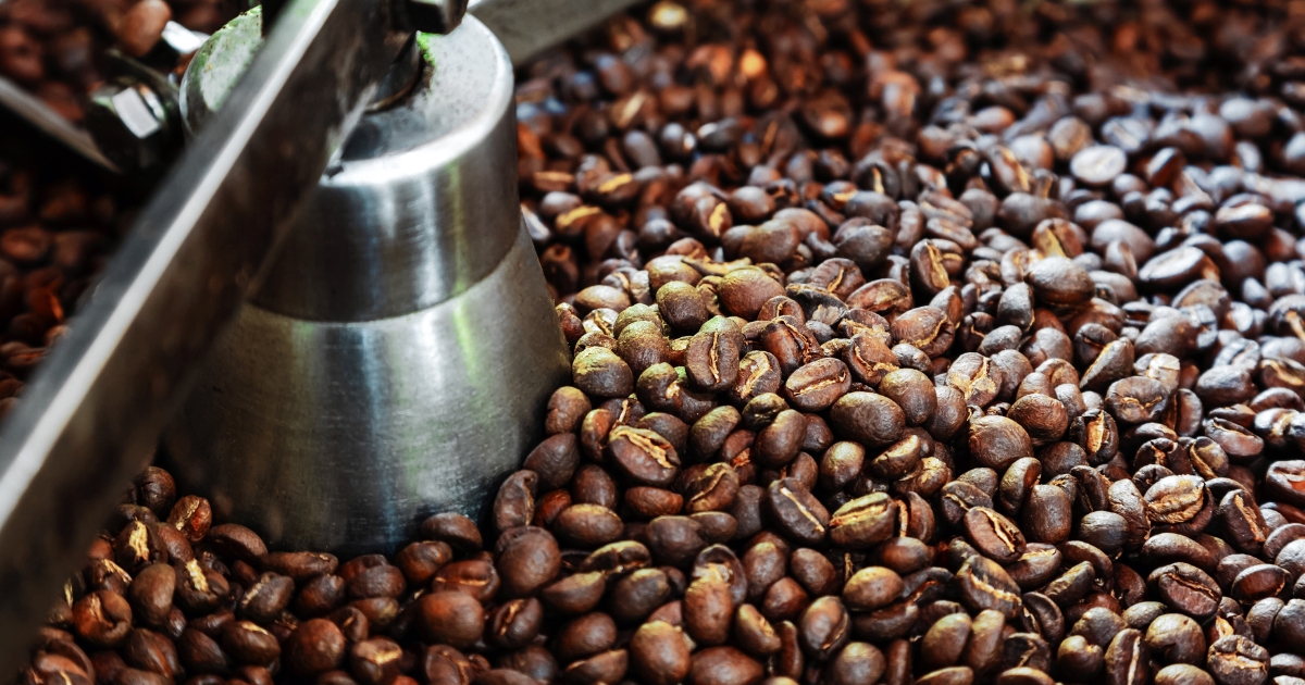 Close up of fresh roasted coffee beans