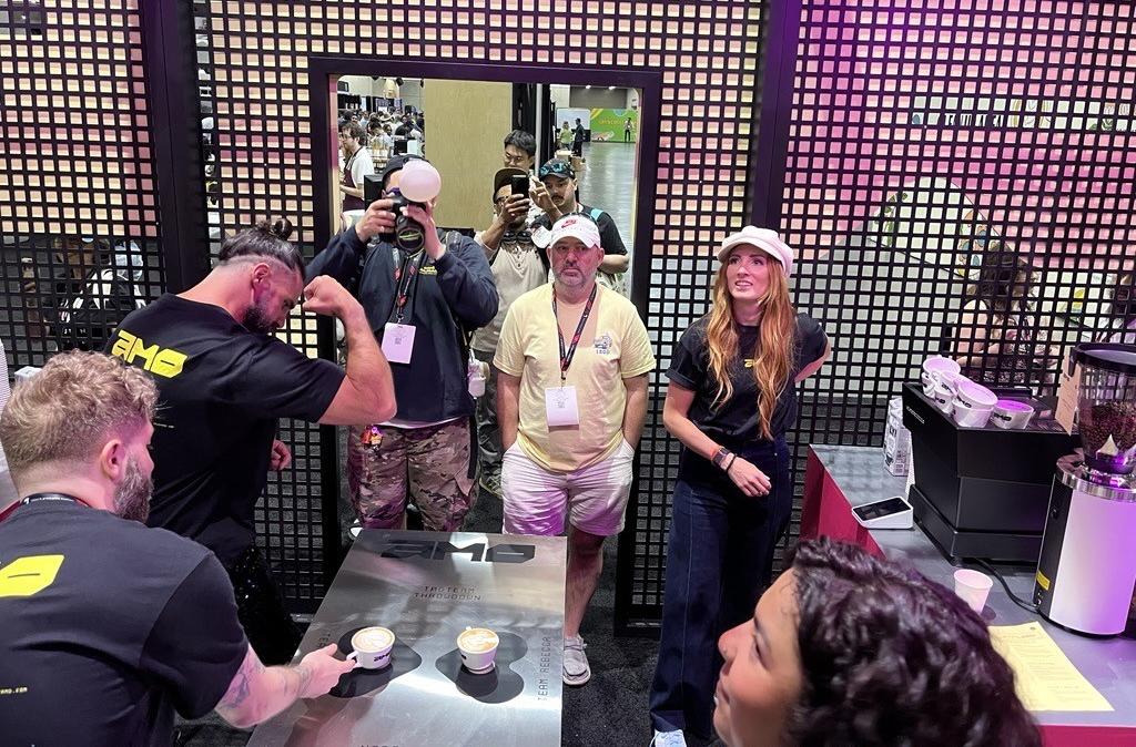 WWE stars Seth Rollins and Becky Lynch launch their new coffee brand Amo at World of Coffee