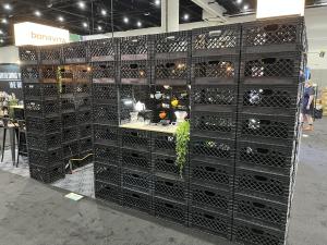 Brewista built booth made of milk crates