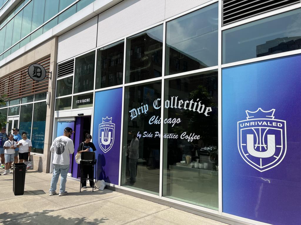 Unrivaled Coffee club event facade at Drip Collective in Chicago