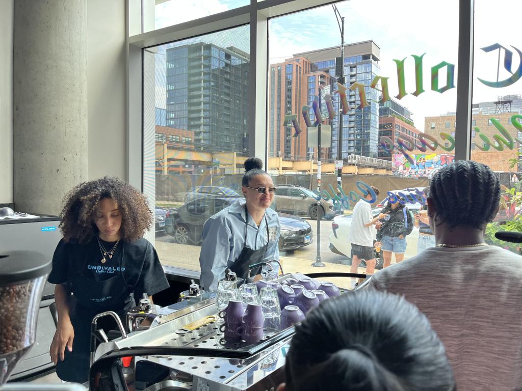 Kayla McBride taking orders inside of Drip Collective in Chicago